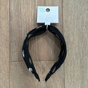 NWT Time and Tru Black Headband with Silver Polka Dots